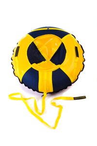 Тюбінг надувні санки, ватрушка діаметр 80 см Жовтий/Темно-синій