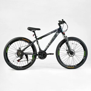Спортивний алюмінієвий велосипед CORSO «HEADWAY» 26 дюймів HW-26566 обладнання Shimano 21 швидкість чорний