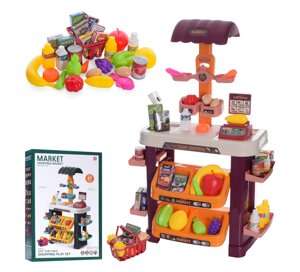 Дитячий ігровий набір інтерактивна кухня велика 922-01A Прилавок Каса Кошик (звук, світло) 47 предметів**