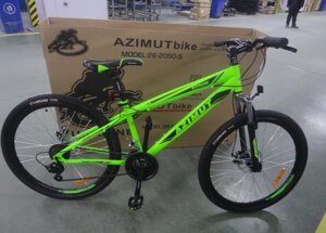 Гірський спортивний однопідвісний велосипед AZIMUT Extreme 26 дюймів GFRD / SHIMANO / зелений