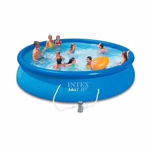 Сімейний надувний басейн Intex 28158 (457х84 см) з насосом Easy Set Pool Блакитний фільтр з насосом