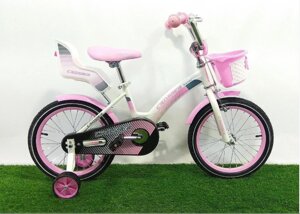Дитячий велосипед для дівчаток з кошиком і кріслом для ляльки KIDS BIKE CROSSER-3 колеса 18 дюймів рожевий