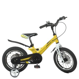 Дитячий двоколісний велосипед колеса 14 дюймів Profi LMG14238 Hunter МАГНІЄВИЙ Дискові гальма / жовтий