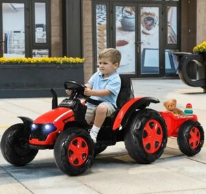 Дитячий одномісний електромобіль-Трактор з причепом BAMBI M 4573EBLR-3 на EVA колесах з MP3 / червоний