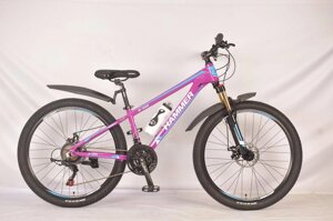 Гірський жіночий велосипед 24 дюйми Hammer-Junior S-333 з пляшкою, рожевий