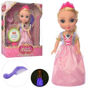 Інтерактивна лялька для дівчинки Secret Princess 66038 з аксесуарами / Лялька танцює / Кулон і плаття світяться