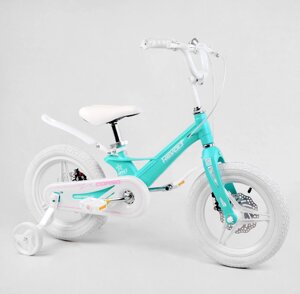 Дитячий магнієвий велосипед 14 дюймів CORSO Revolt MG-14062 з додат. колесами / дискові гальма /білі колеса