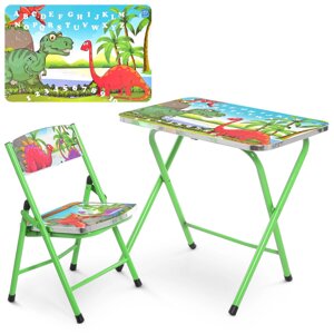 Дитячий столик зі стільчиком Bambi A19-DINO Динозаври зелений складаний**