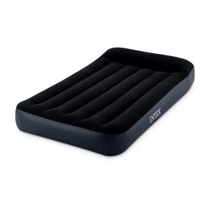 Надувний велюр матрац-ліжко INTEX 64146 Twin Pillow Rest чорний з вбудованим насосом