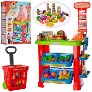 Дитячий ігровий набір магазин супермаркет LIMO TOY 661-80 прилавок каса продукти візок ваги звук, світло **