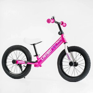 Дитячий Велобіг Біговіл CORSO LAMBO L-0369 надувні колеса 14д./ сталева рама / алюмінієві диски / рожевий
