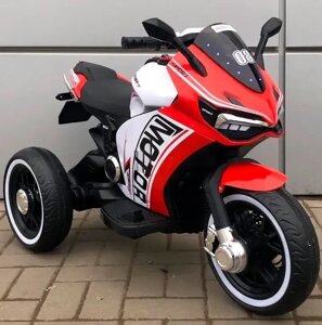 Дитячий електромобіль мотоцикл трицикл M 4053L-3 Ducati пластикові колеса, що світяться, шкіряне сидіння