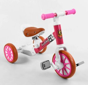 Велосипед дитячий триколісний 2в1 + велобіг від Best Trike 15996 на піно колесах EVA для дівчинки рожевий