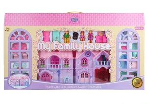 Ігровий будиночок для ляльок "Щаслива родина" KB 99-15 ляльковий Дім двоповерховий з підсвічуванням меблями +3 фігурки