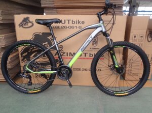 Дорослий спортивний гірський велосипед AZIMUT GEMINI колеса 26 дюймів GFRD / SHIMANO / рама 15.5"/ сіро-зелений