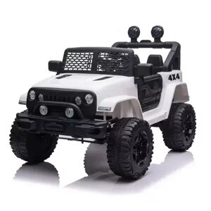 Дитячий електромобіль Джип M 5734EBLR-1 Jeep одномісний, шкіряне сидіння, амортизатори / білий