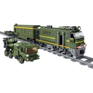 Конструктор на р/у "Поїзд DF2159 з рейками" ZIPP Toys 98252 Військовий поїзд 1123 деталі (на радіокеруванні)