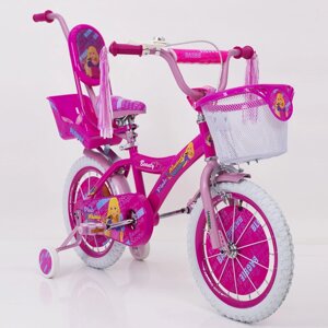 Дитячий Велосипед для дівчинки "BARBIE-16" Барбі з батьківською ручкою, рожевий***