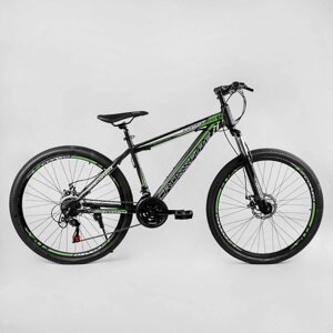 Спортивний велосипед 27,5 дюймів Corso TK-27504 "Crossfire" рама сталь 15"/21 швидкість/зелений