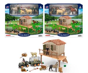 Дитяча Ігрова Ферма Q 9899 ZJ76 Набір тварин на фермі 30 елементів (фермер + 3 тварин) / 2 види