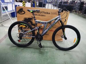 Гірський спортивний двопідвісний велосипед AZIMUT Blackmount 26 дюймів GFRD / SHIMANO / сіро-зелений