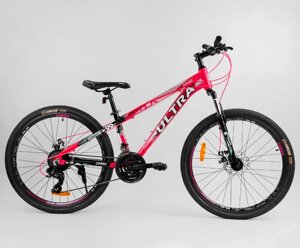 Спортивний алюмінієвий велосипед MTB Corso 70923 ULTRA колеса 26д / Shimano / 21 швидкість / рожевий