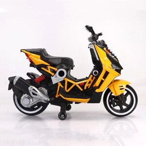 Дитячий електромобіль мотоцикл M 5744EL-6 Скутер зі шкіряним сидінням, MP3, TF, USB, колеса EVA / жовтий