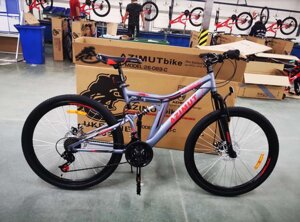 Гірський спортивний двопідвісний велосипед AZIMUT Blackmount 26 дюймів GFRD / SHIMANO / сіро-червоний