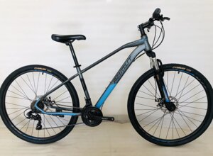 Дорослий спортивний гірський велосипед AZIMUT GEMINI колеса 26 дюймів GFRD / SHIMANO / рама 15.5"/ сіро-синій