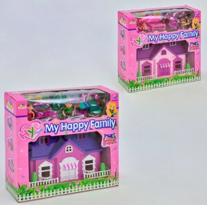 Ігровий будиночок для ляльок "My Happy Family" 8041 ляльковий Дім двоповерховий із меблі та аксесуарами / рожевий