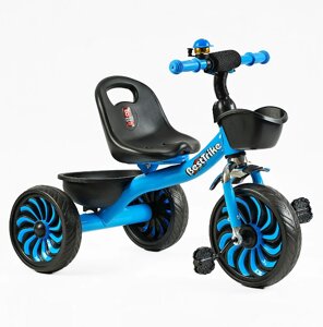 Триколісний велосипед з педалями Best Trike SL-12956 колеса ЄВА, два кошики, дзвіночок на кермі / синій