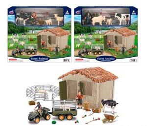Дитяча Ігрова Ферма Q 9899 ZJ77 Набір тварин на фермі 30 елементів (фермер + 3 тварин + Машина) / 2 види