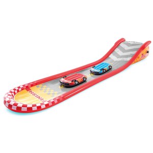 Надувний ігровий центр INTEX Racing Fun Slide 57167 Водяна гірка з надувними дошками (2 машинки)