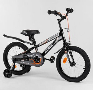 Двоколісний дитячий велосипед CORSO R-16317 колеса 16д з ручним гальмом і дзвіночком / чорно-білий