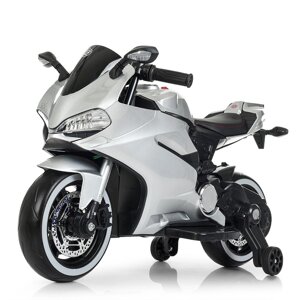 Дитячий електромобіль мотоцикл Bambi Racer M 4104ELS-11 світло коліс сірий автопокраска **