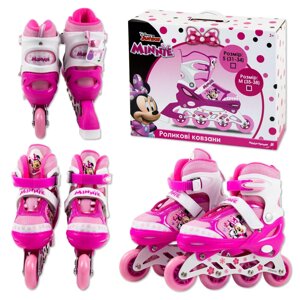 Дитячі Ролики RL2115 Minnie "Мінні Маус" розмір M (35-38) колеса PU переднє світне/рожеві для дівчаток
