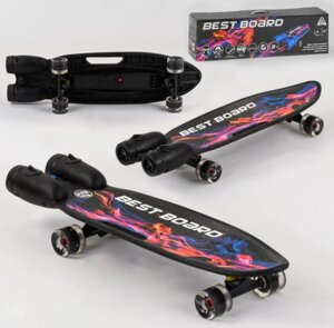 Скейтборд Best Board S-00501 з паровими турбінами і димом / колеса ПУ зі світлом / чорний