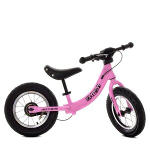 Дитячий беговел велобіг від алюмінієвий дитячий PROFI KIDS колеса 12 дюймів M 5450A-4 з ручним гальмом / рожевий