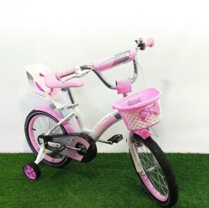 Дитячий велосипед для дівчаток з кошиком і кріслом для ляльки KIDS BIKE CROSSER-3 колеса 20 дюймів рожевий