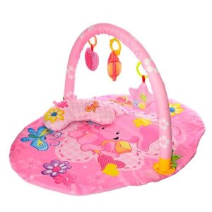 Розвиваючий килимок для немовляти FC021-22 Дуга з підвісками і подушечка. Для дівчинки / рожевий
