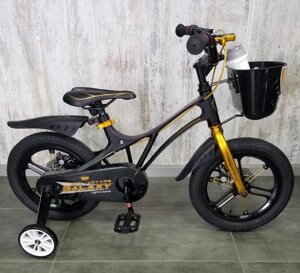 Велосипед дитячий двоколісний 14-GALAXY Black колеса 14 дюймів дискові гальма рама магній чорний