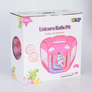 Дитячий ігровий Намет MR 0643 Манеж з кульками для дівчинки "Єдиноріжок". Рожева**