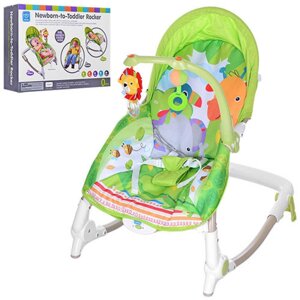 Дитяче крісло-качалка шезлонг-гойдалки Bambi 63561 з регулюванням спинки зелене