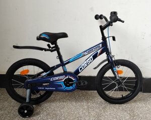 Двоколісний дитячий велосипед CORSO R-16515 колеса 16д з ручним гальмом і дзвіночком / чорно-синій