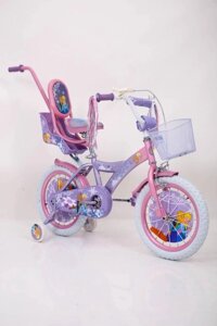 Велосипед для дівчинки 12 дюймів Ice Frozen Холодне Серце з сидінням для ляльки та кошиком, фіолетовий