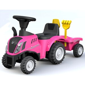 Дитяча каталка-толокар ТРАКТОР з причепом Bambi Racer 658T-8 з музикою і світлом / рожевий для дівчинки