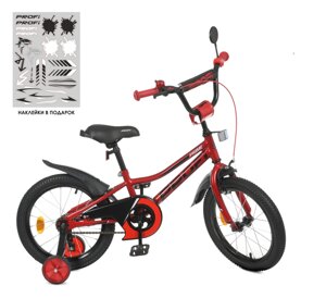 Двоколісний дитячий велосипед 16 дюймів PROFI Y16221-1 Prime з додатковими колесами / червоний **