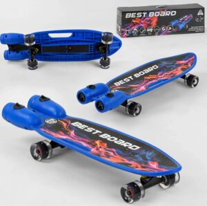 Скейтборд Best Board S-00605 з паровими турбінами і димом / колеса ПУ зі світлом / синій