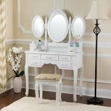 Косметичний столик із пуфиком і дзеркалом трюмо туалетний столик стіл