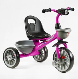 Дитячий триколісний велосипед Best Trike BS-44101 на ЄВА колесах, фара з музикою та світлом / маліновий